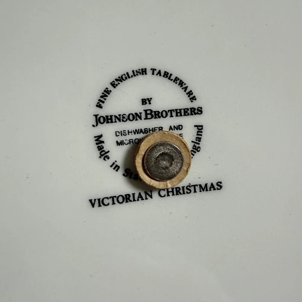 Johnson Brothers 2 Tier Server Victorian Christmas Cookie Plates Silver Toned